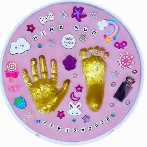 Statik Hamur Pembe Klasik Model Bebek  El ayak izi Hatıra seti